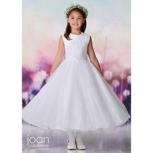 Joan Calabrese Girls Wedding Flower Girl Dress Gown Costume White Size 4T NWOT